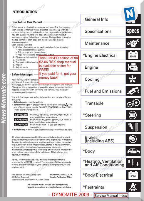 Acura Rsx Linked Edition 02 06 Shop Manual