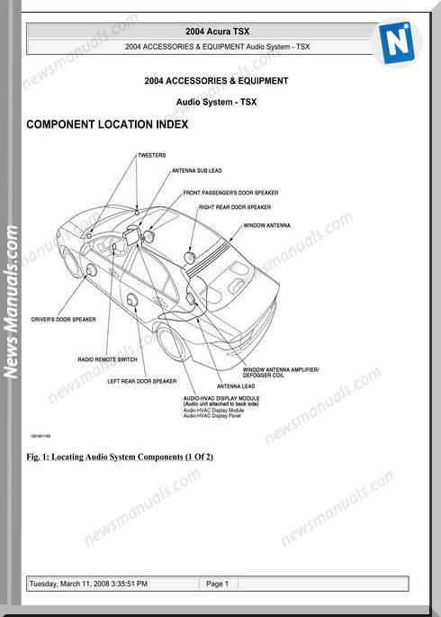Acura Tsx Audio System Service Repair Manual 2003 2008