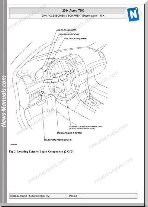 Acura Tsx Exterior Lights Service Repiar Manual