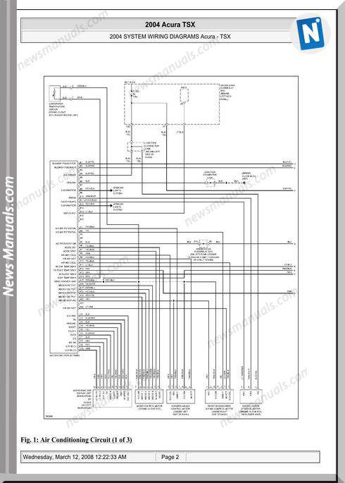 Acura Tsx System Wiring Diagrams 2003 2008