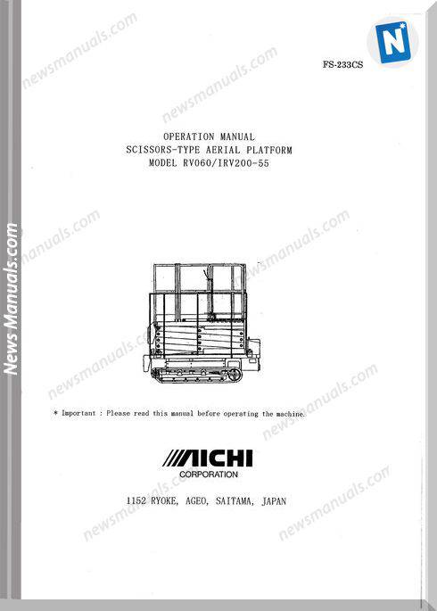 Aichi Scissors Type Aerial Platform Rv060 Irv200 55 Operation Manual