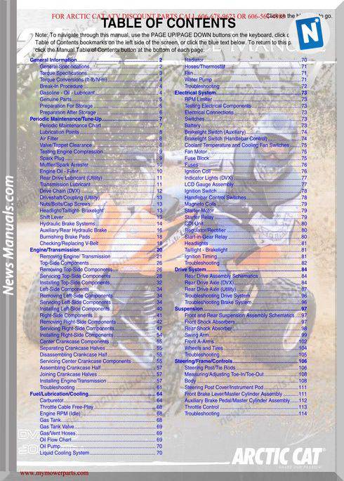 Arctic Cat Dvx 300 300 Utility 2012 Service Manual