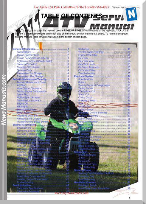 Arctic Cat Dvx 90 And 90 Utility 2011 Service Manual