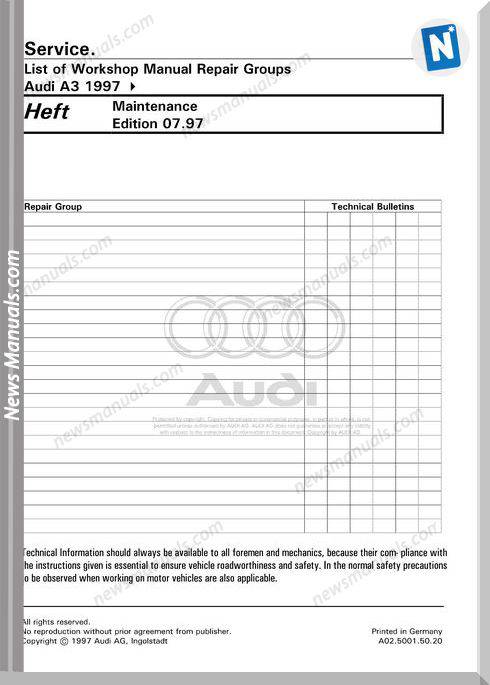 Audi A3 Maintenance Repair Manual