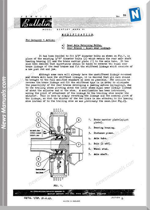Bentley Mkvi And R Type Rear Axle Service Bulletins