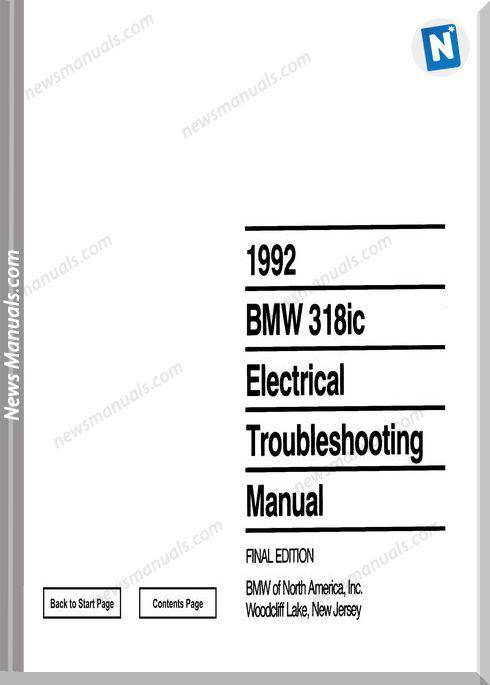 Bmw 318Ic 1992 Electrical Troubleshooting Manual