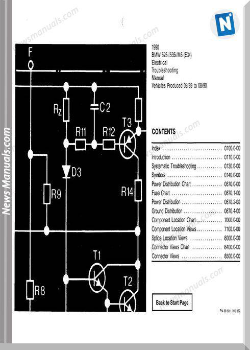Bmw 525I 535I 1990 M5 Electrical Troubleshooting Manual