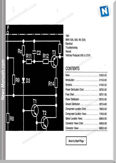Bmw 525I 535I M5 1991 Electrical Troubleshooting Manual