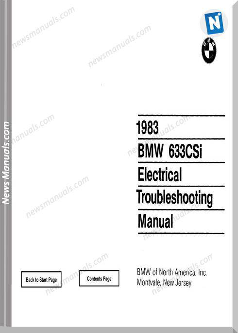 Bmw 633Csi Electrical Troubleshooting Manual 1983