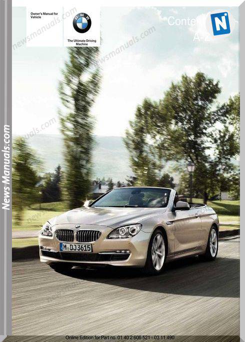 Bmw 650I Convertible Series 2012 Owners Manual