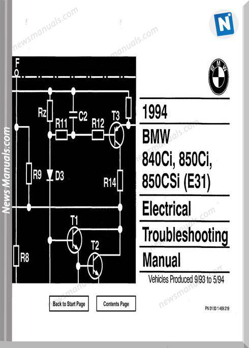 Bmw 840Ci 850Ci 850Csi 1994 Troubleshooting Manual
