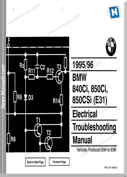 Bmw 840Ci 850Ci 850Csi 1995-96 Troubleshooting Manual