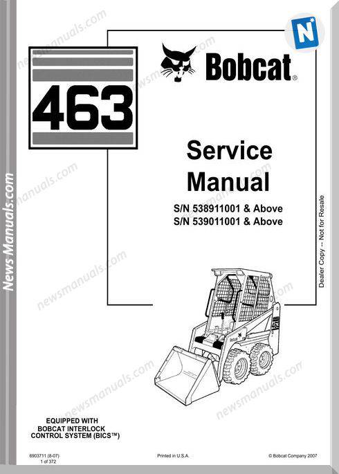 Bobcat 463 538911001 Service Manual
