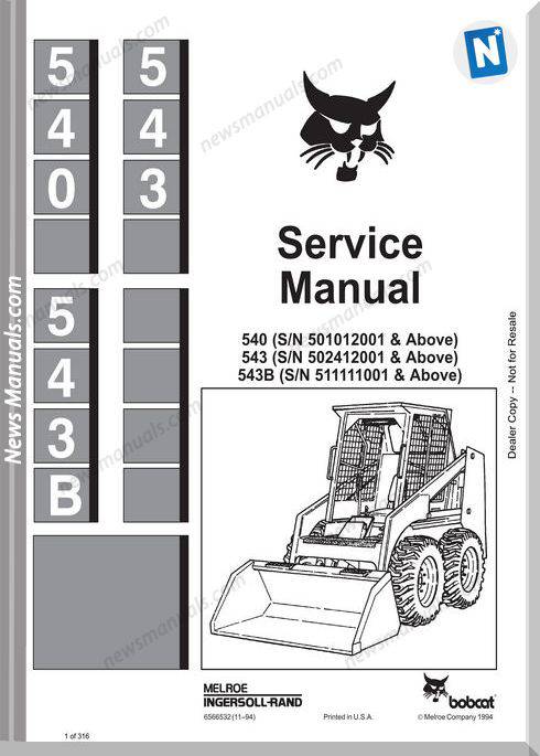 Bobcat 540 543 543B Service Manual