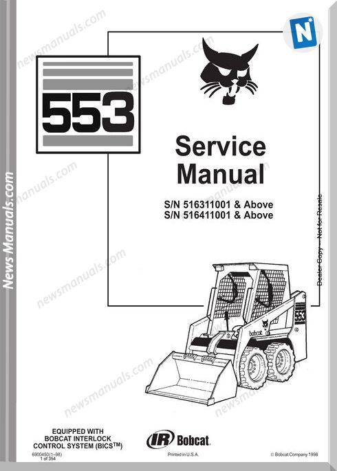 Bobcat 553 516311001 516411001 Service Manual