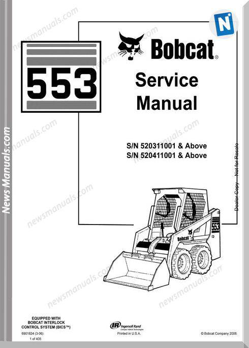 Bobcat 553 520311001 520411001 Service Manual