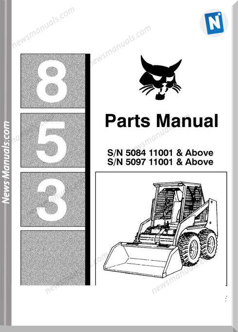 Bobcat 853 F Parts Manual For Skid Steer Loader Cd1