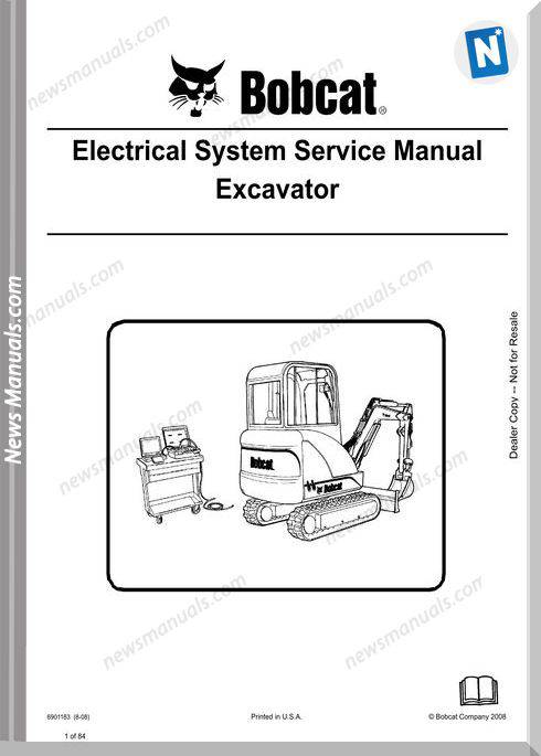 Bobcat Excavator Electrical 6901183 Service Manual 8 08