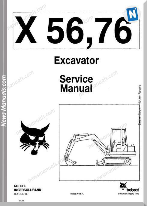 Bobcat Excavator X56 76 Service Manual