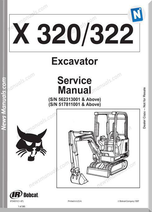 Bobcat Excavators 320 6724910 Service Manual 1 97