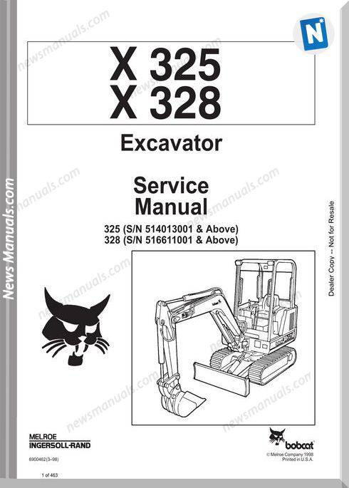 Bobcat Excavators 325 6900462 Service Manual 3 98