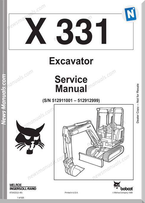 Bobcat Excavators 331 6724222 Service Manual 2 96