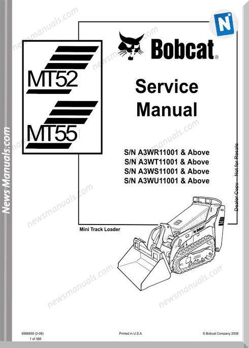 Bobcat Mt52 55 Sn A3Wr11001 Service Manual