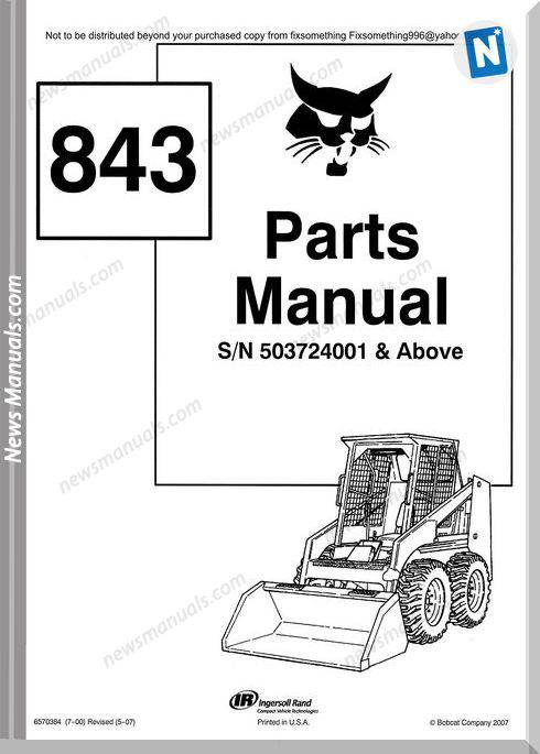 Bobcat Parts 843 843 B 843B Manual