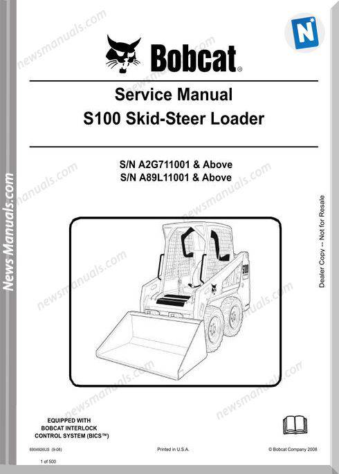 Bobcat S100 Skid Steer Loader Service Manual 6904926