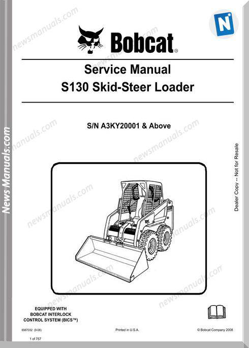 Bobcat S130 Skid Steer Loader Service Manual 6987032