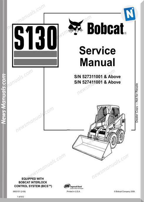 Bobcat S130B Skid Steer Loader Service Manual 6903151
