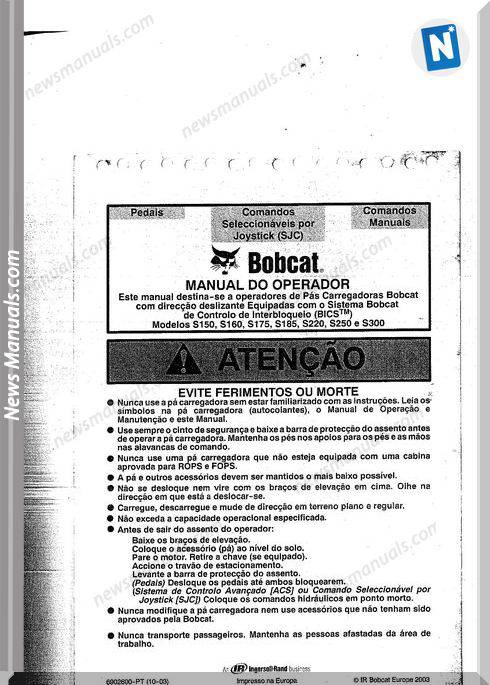 Bobcat S150 160 175 185 220 250 300 Operator Manual