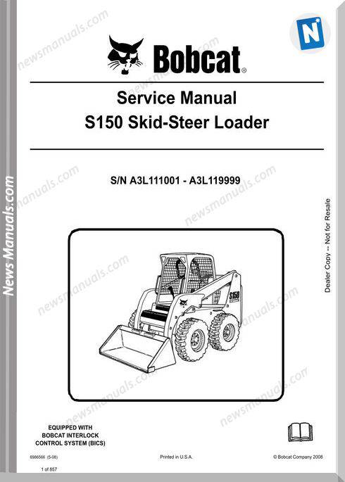 Bobcat S150 Skid Steer Loader Service Manual 6986566