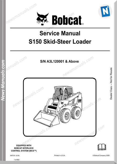 Bobcat S150 Skid Steer Loader Service Manual 6987033