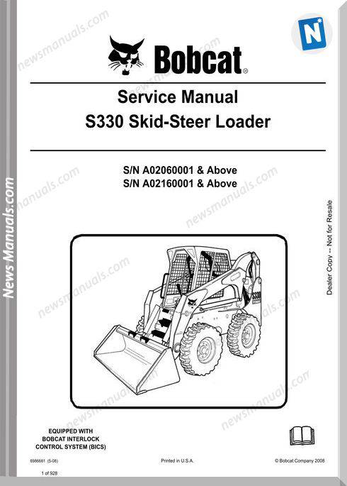 Bobcat S330 Hydraulic Excavator Service Manual 6986681