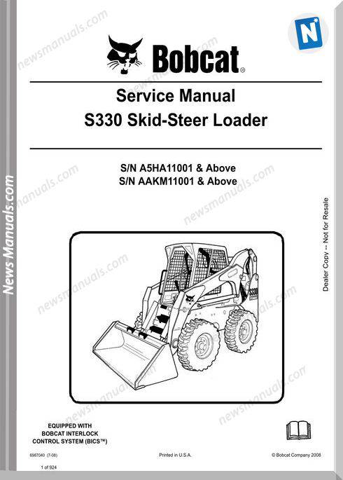 Bobcat S330 Hydraulic Excavator Service Manual 6987040