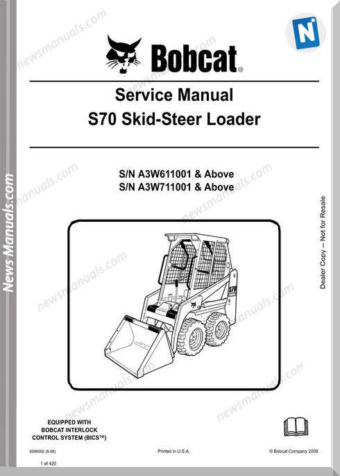 Bobcat S70 Skid Steer Loader Service Manual