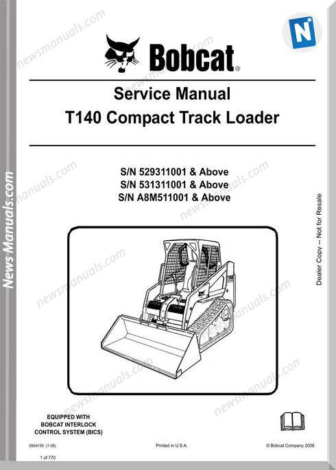 Bobcat T140 Hydraulic Excavator Service Manual 6904150