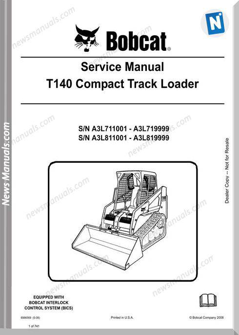 Bobcat T140 Hydraulic Excavator Service Manual 6986569