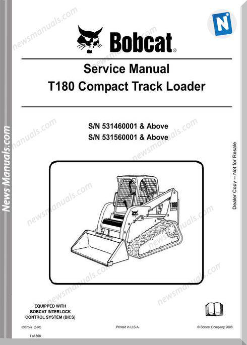 Bobcat T180 Hydraulic Excavator Service Manual 6987042