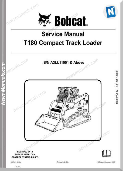 Bobcat T180 Hydraulic Excavator Service Manual 6987051