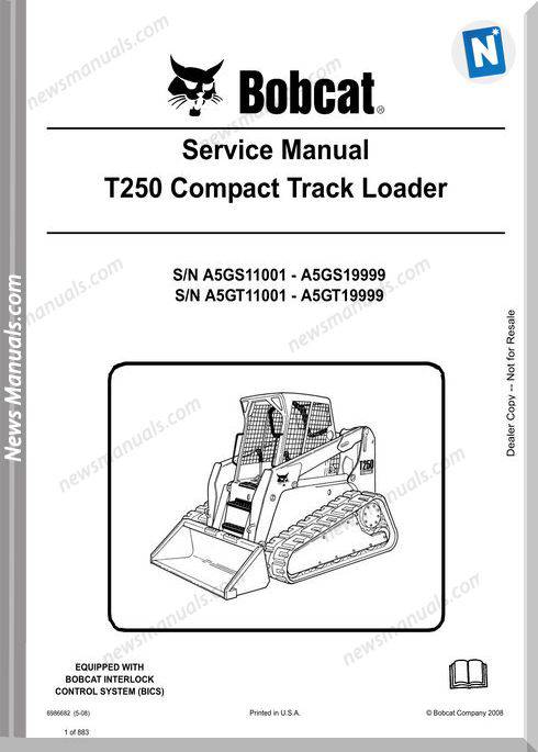 Bobcat T250 Hydraulic Excavator Service Manual 6986682