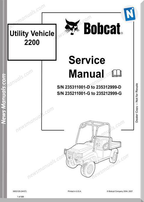 Bobcat Utility 2200 Service Manual