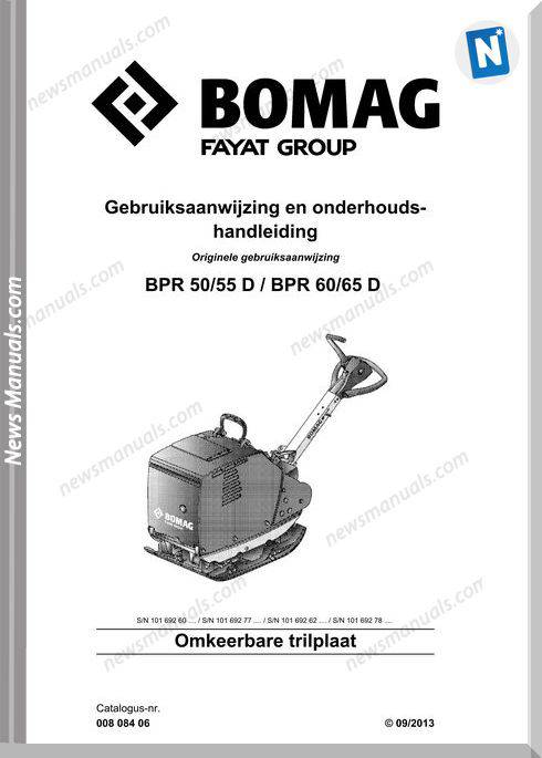 Bomag Bpr 50 55D 60 65D Maintenance Manual