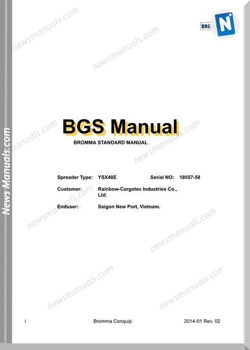 Bromma Model Bgs Ysx40E Standard Shop Manual