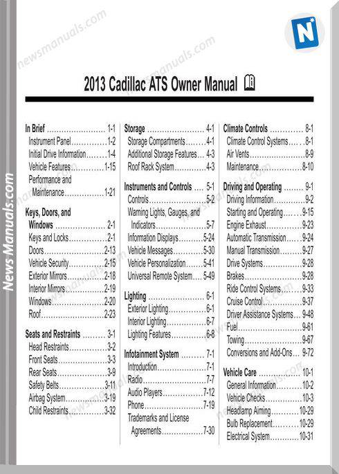 Cadillac Ats 2013 Owner Manual