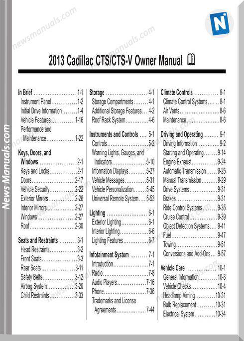 Cadillac Cts Owner Manual 2013