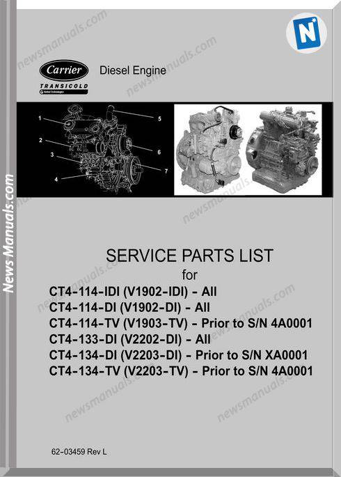 Carrier Ct4 114 Ct4 134 Diesel Engine Parts List