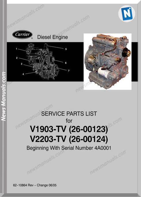 Carrier V1903 Tv 26 00123 V2203 Tv 26 00124 Engine Part