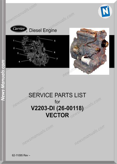 Carrier V2203 Di 26 00118 Vector Engine Service Parts